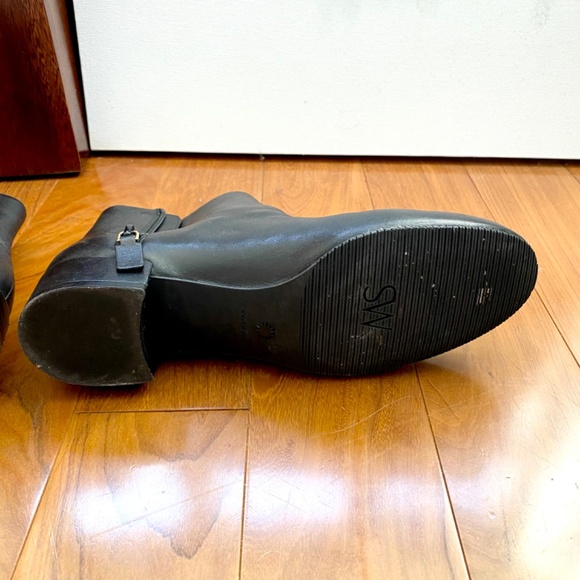 Stuart Weitzman Quartz 25 Size 8 Leather Ankle Booties Black - Picture 8 of 9